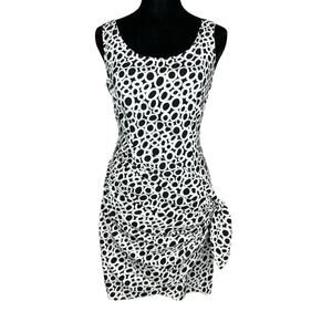 Vintage DBA-LA Sun Dress Overlap Wrap Tie Body Flattering Size S Black & White